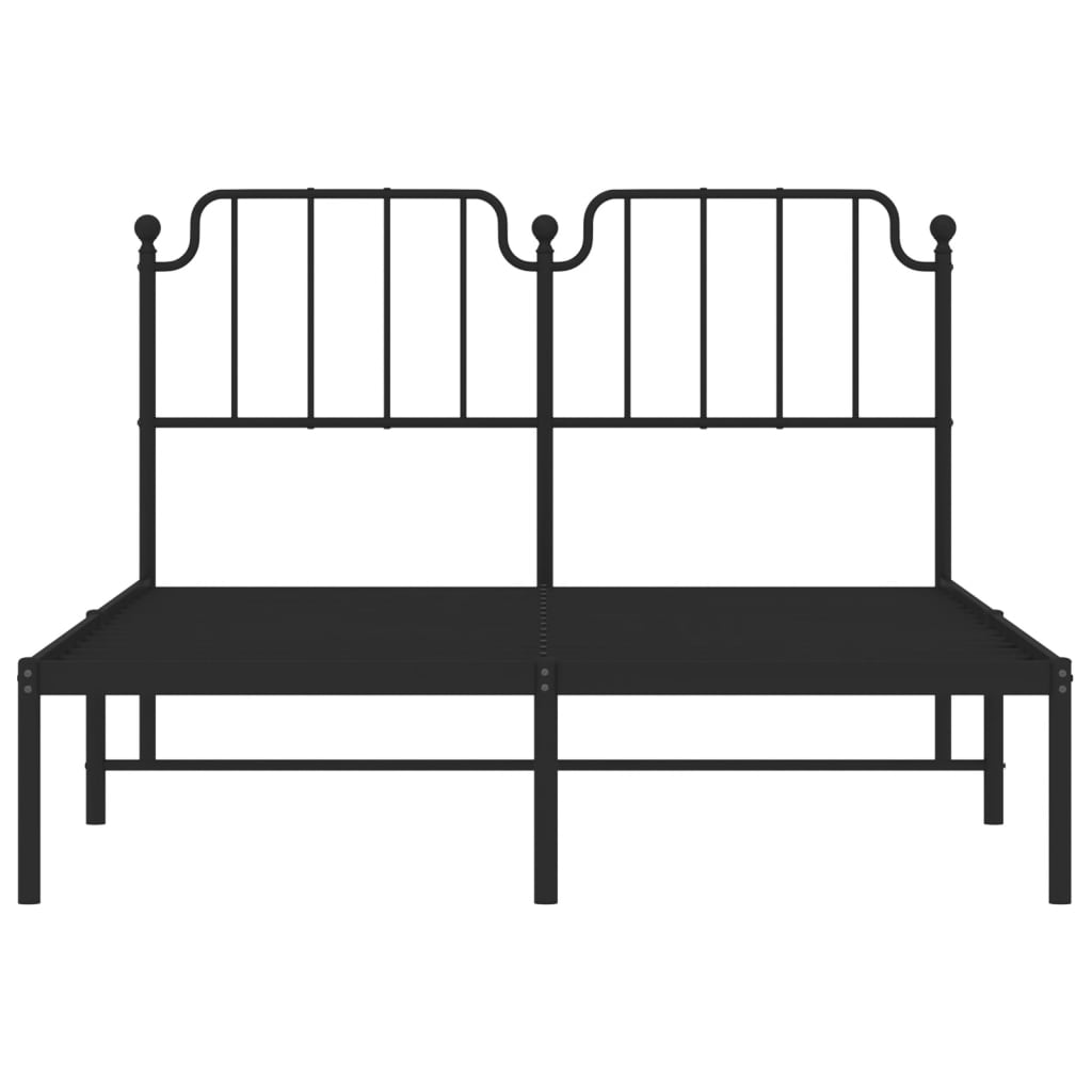 Metal Bed Frame without Mattress with Headboard Black 140x190cm