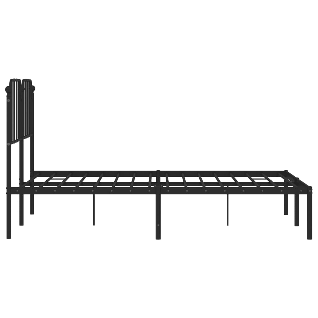 Metal Bed Frame without Mattress with Headboard Black 140x190cm