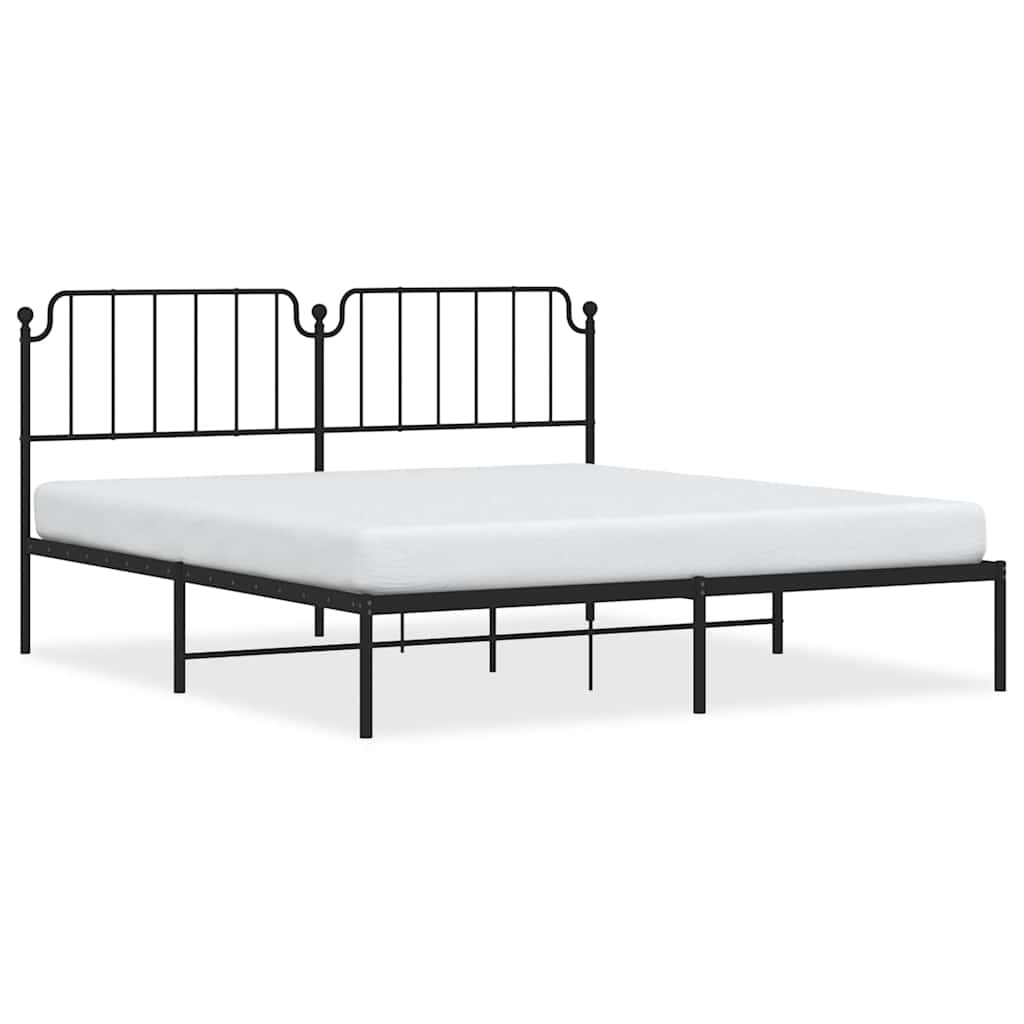 Metal Bed Frame without Mattress with Headboard Black 183x213cm