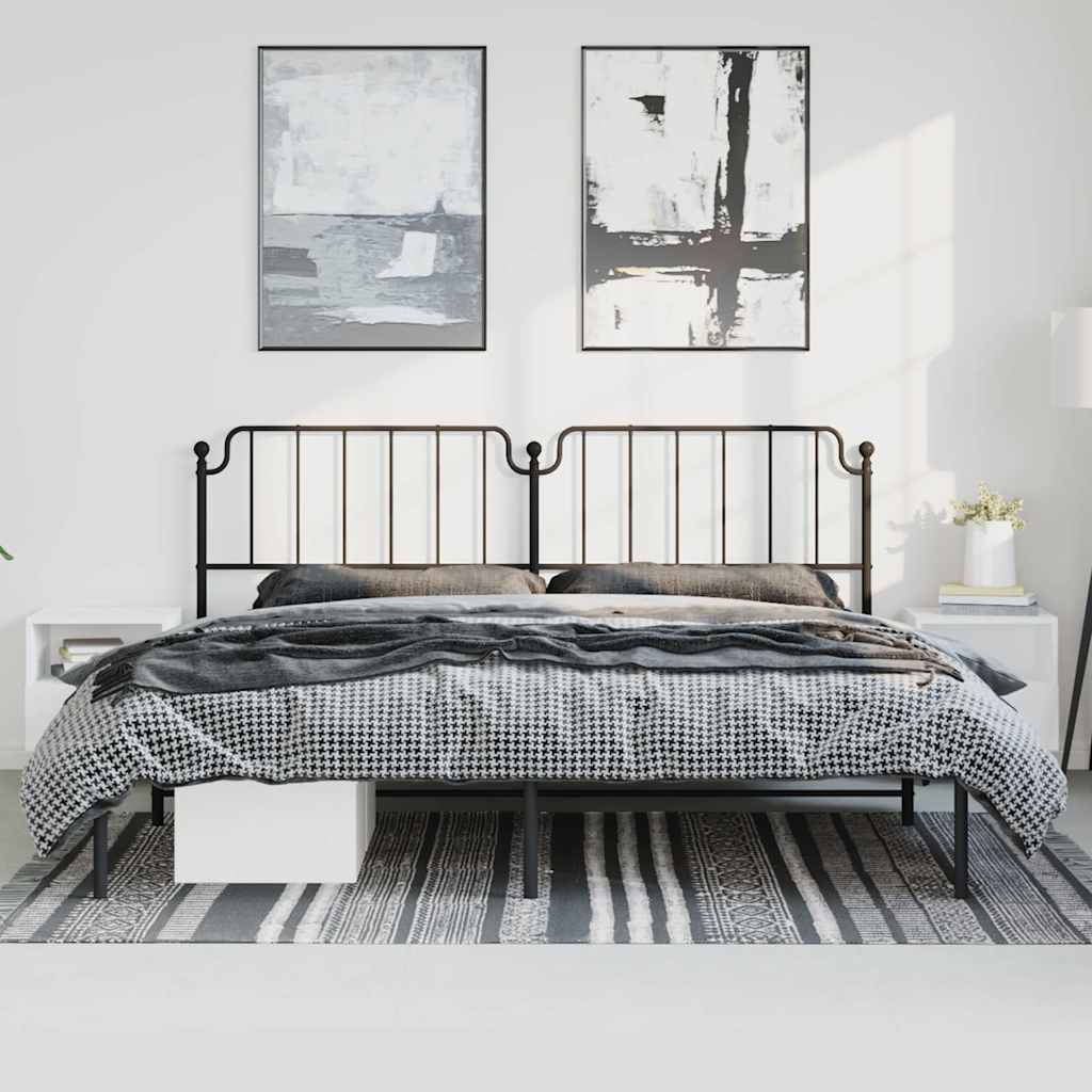 Metal Bed Frame without Mattress with Headboard Black 183x213cm