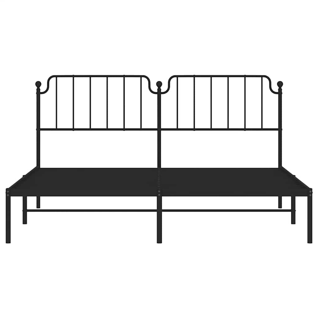 Metal Bed Frame without Mattress with Headboard Black 183x213cm
