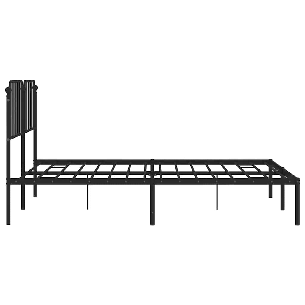 Metal Bed Frame without Mattress with Headboard Black 183x213cm