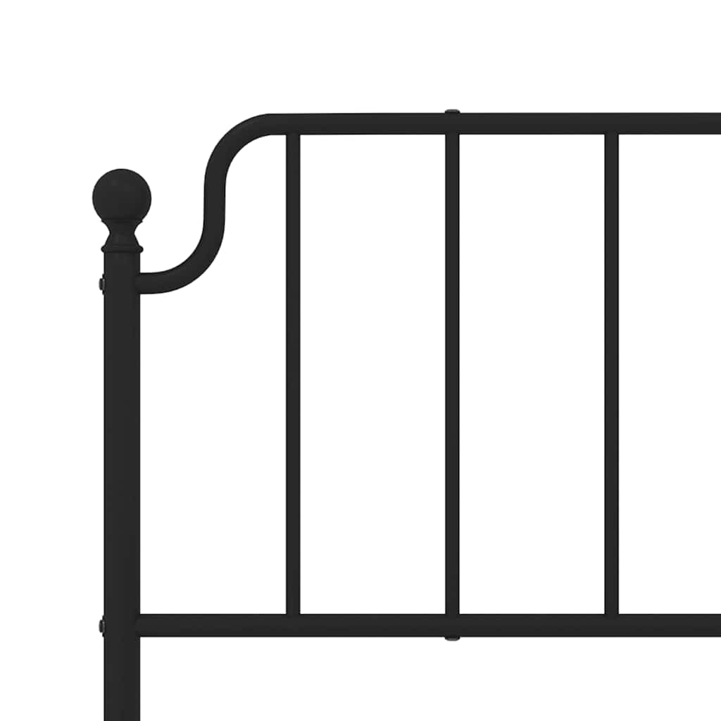 Metal Bed Frame without Mattress with Headboard Black 183x213cm