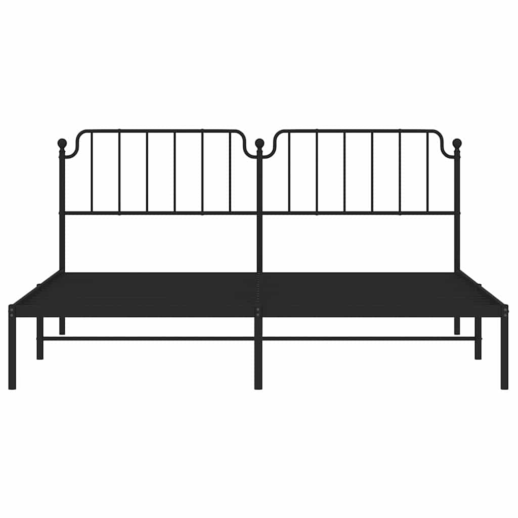 Metal Bed Frame without Mattress with Headboard Black 193x203cm