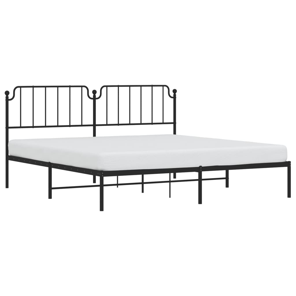 Metal Bed Frame without Mattress with Headboard Black 200x200cm
