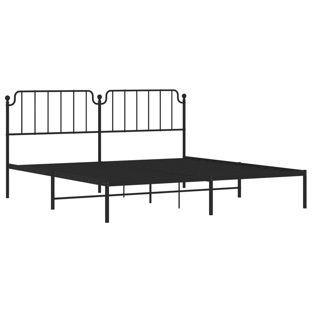 Metal Bed Frame without Mattress with Headboard Black 200x200cm