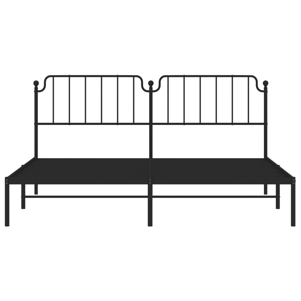 Metal Bed Frame without Mattress with Headboard Black 200x200cm