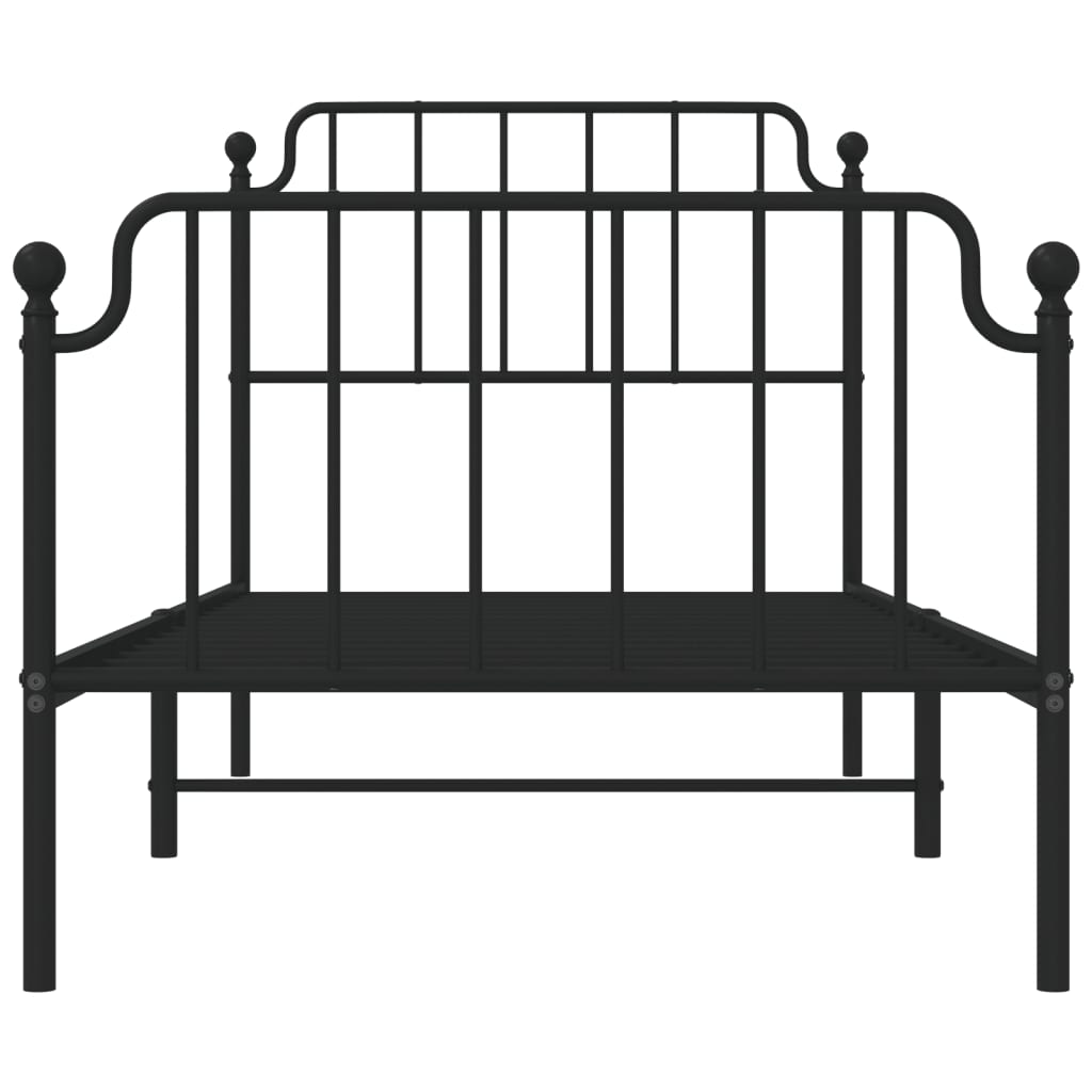 Metal Bed Frame without Mattress with Footboard Black 90x200cm