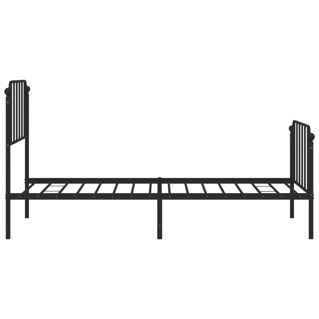 Metal Bed Frame without Mattress with Footboard Black 90x200cm