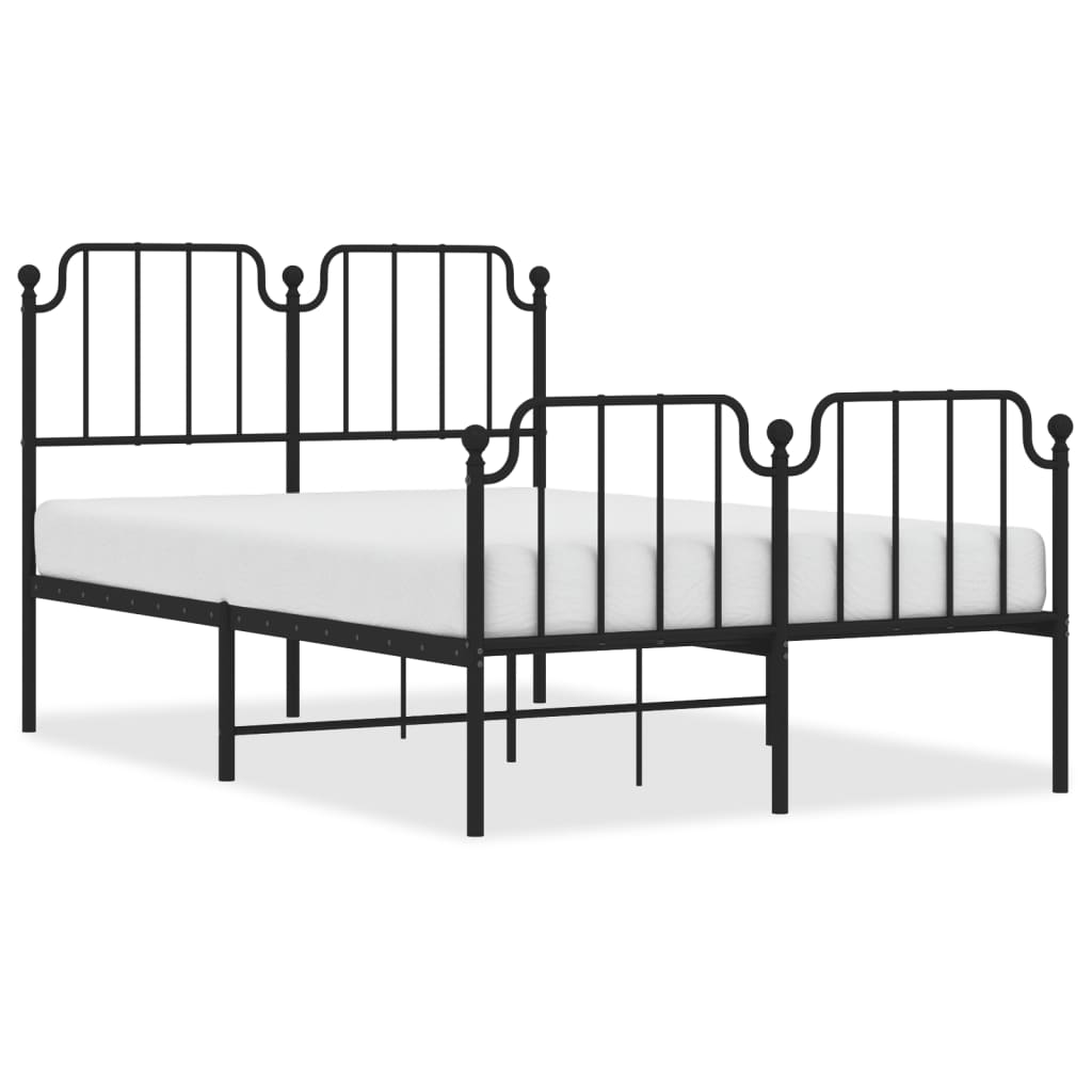 Metal Bed Frame without Mattress with Footboard Black 120x200cm