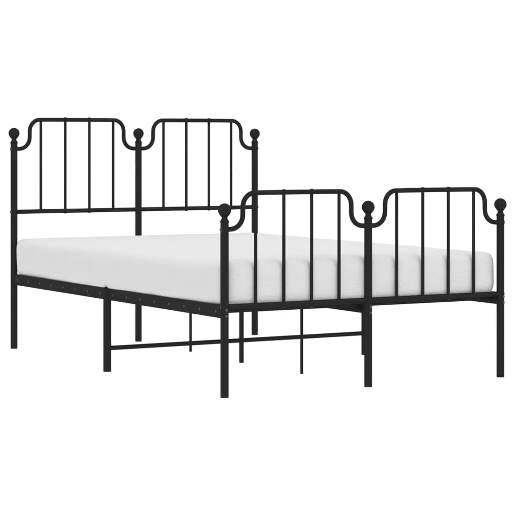 Metal Bed Frame without Mattress with Footboard Black 120x200cm