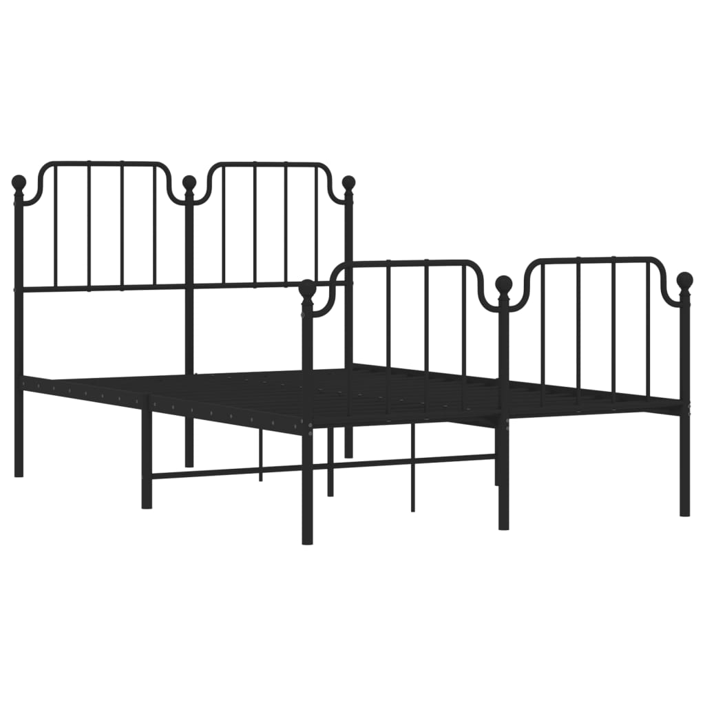 Metal Bed Frame without Mattress with Footboard Black 120x200cm