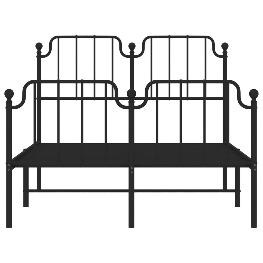 Metal Bed Frame without Mattress with Footboard Black 120x200cm
