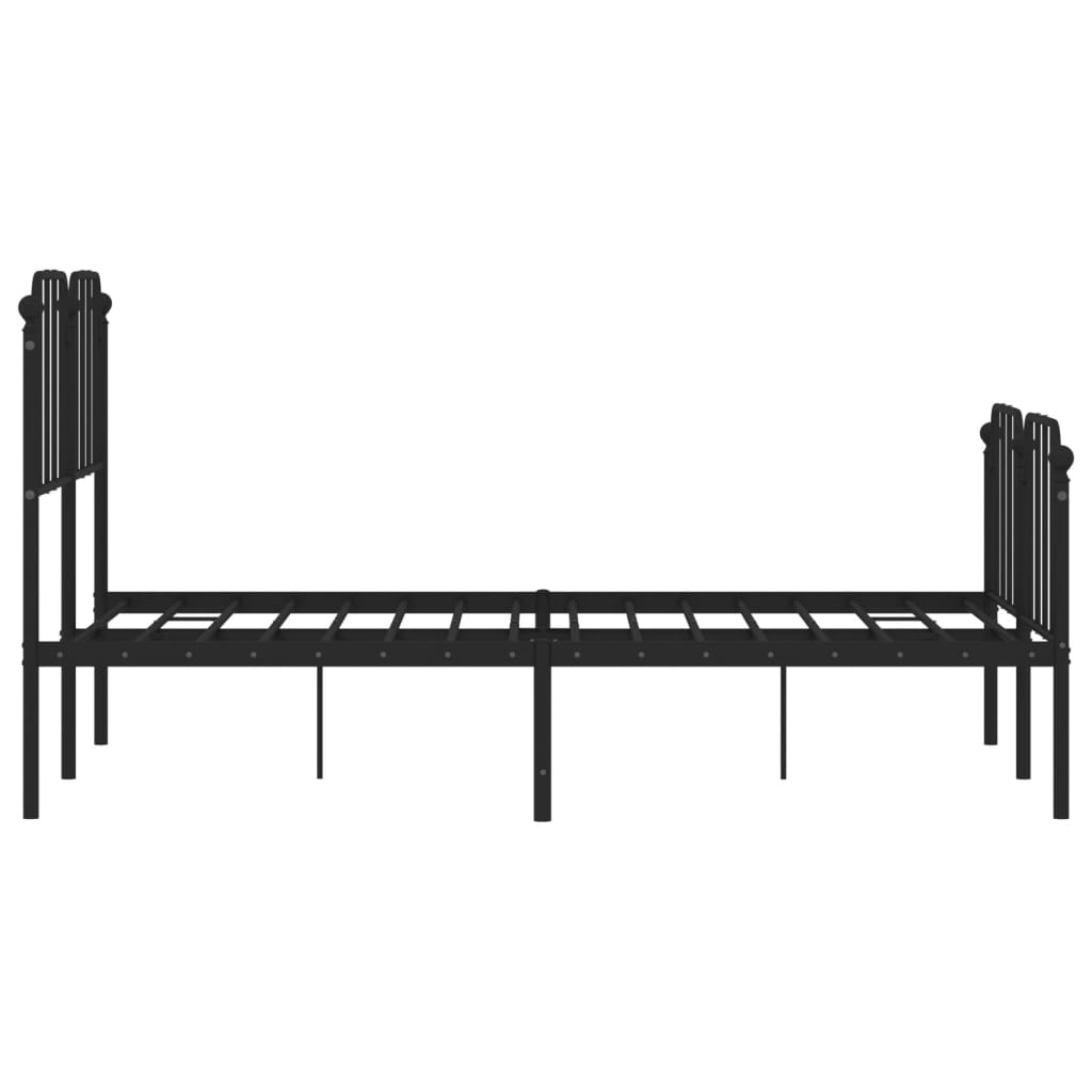 Metal Bed Frame without Mattress with Footboard Black 120x200cm