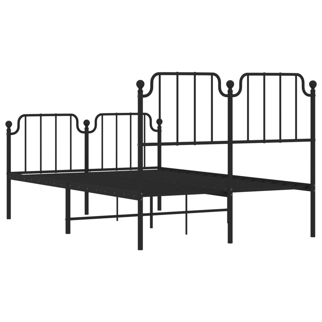 Metal Bed Frame without Mattress with Footboard Black 120x200cm