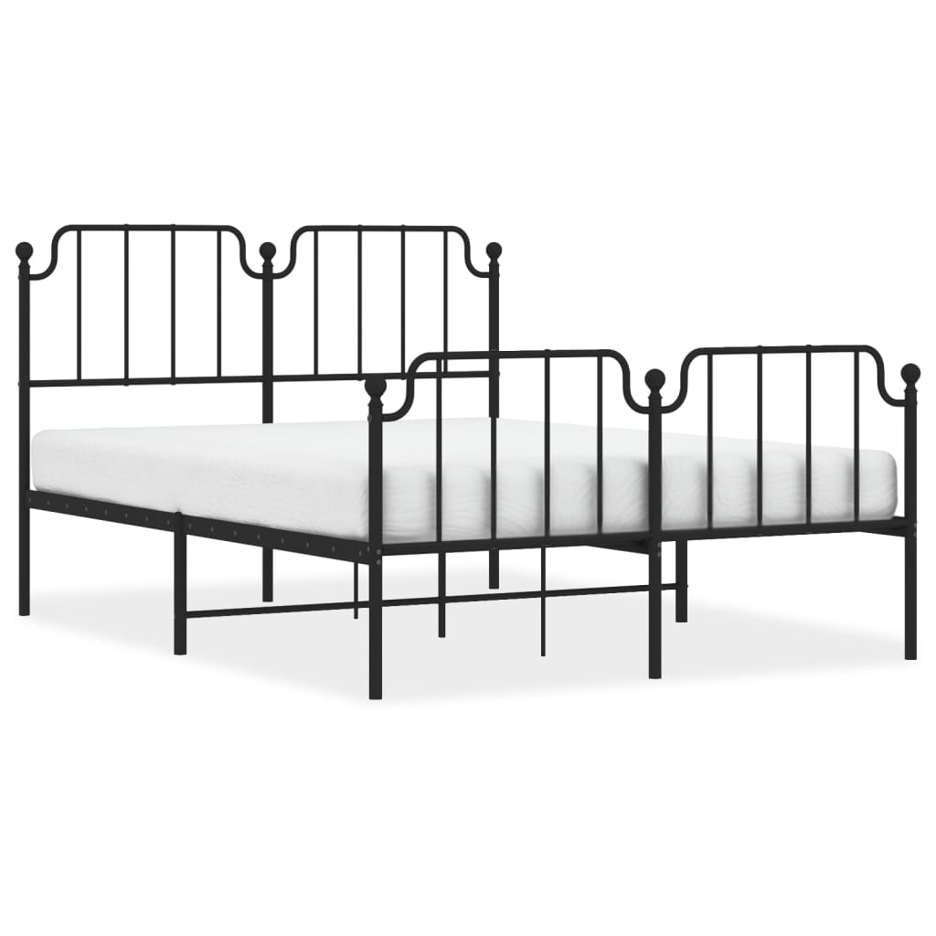 Metal Bed Frame without Mattress with Footboard Black 140x190cm