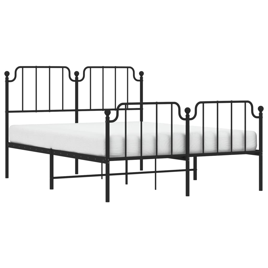 Metal Bed Frame without Mattress with Footboard Black 140x190cm