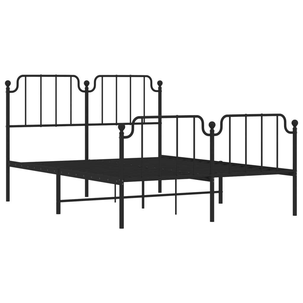 Metal Bed Frame without Mattress with Footboard Black 140x190cm