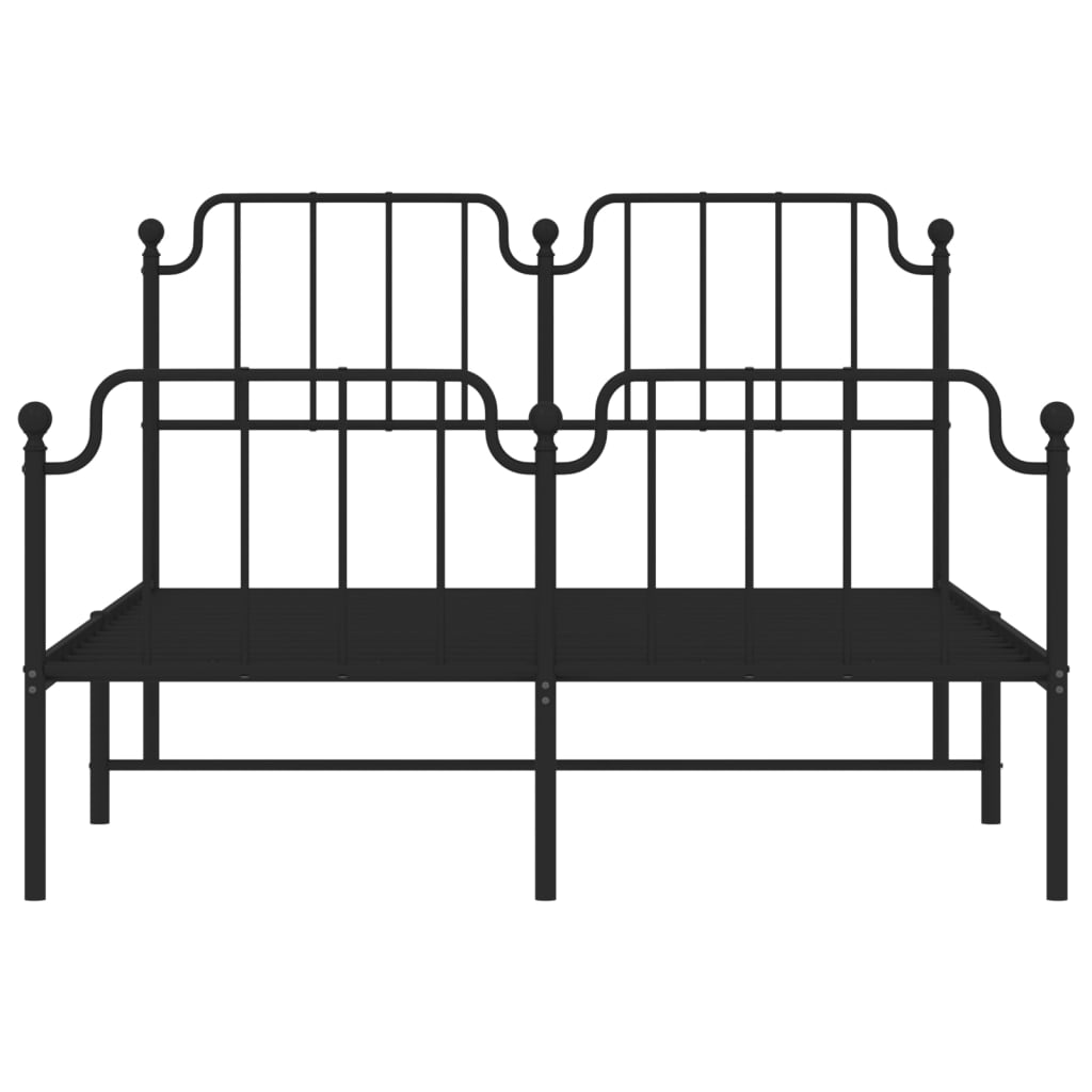 Metal Bed Frame without Mattress with Footboard Black 140x190cm
