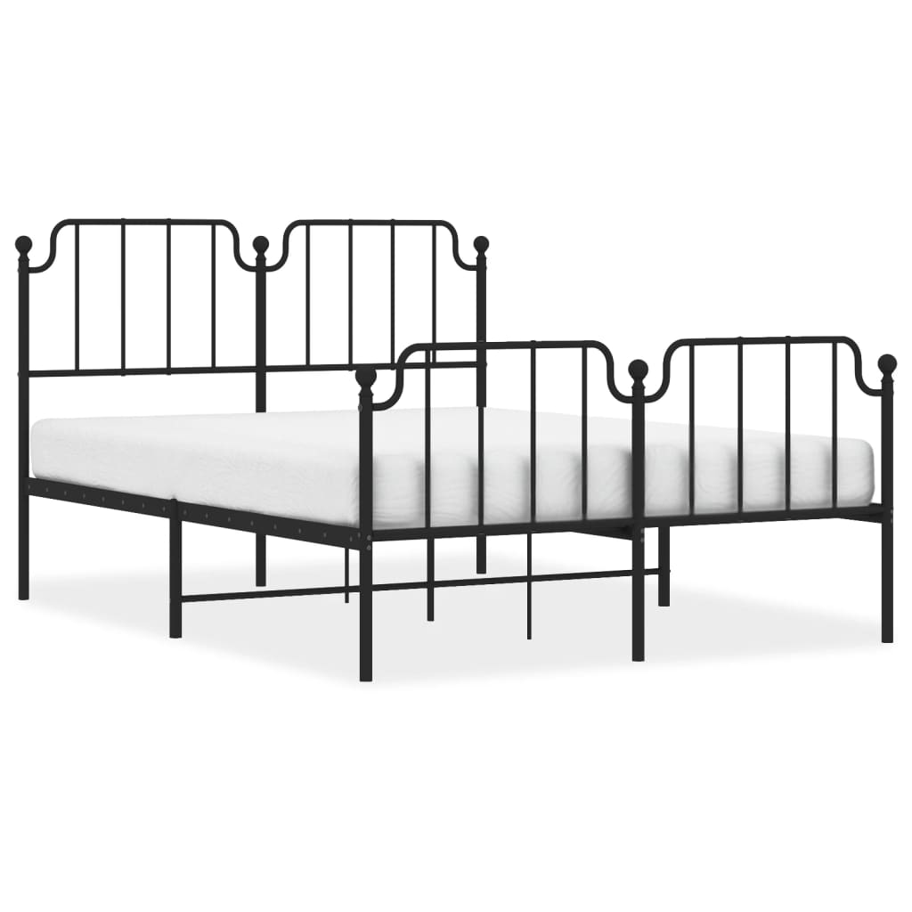 Metal Bed Frame without Mattress with Footboard Black 140x200cm