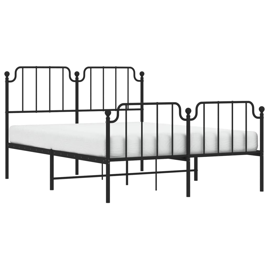 Metal Bed Frame without Mattress with Footboard Black 140x200cm