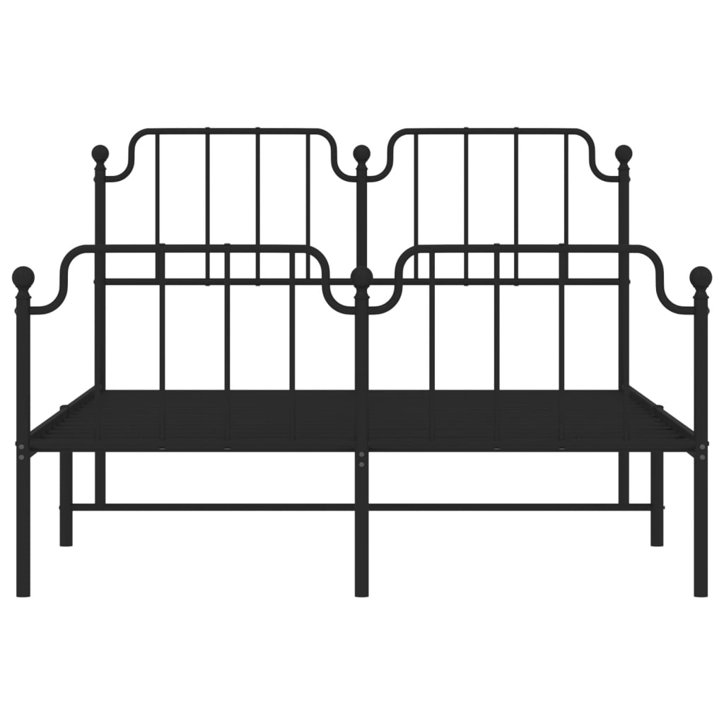 Metal Bed Frame without Mattress with Footboard Black 140x200cm