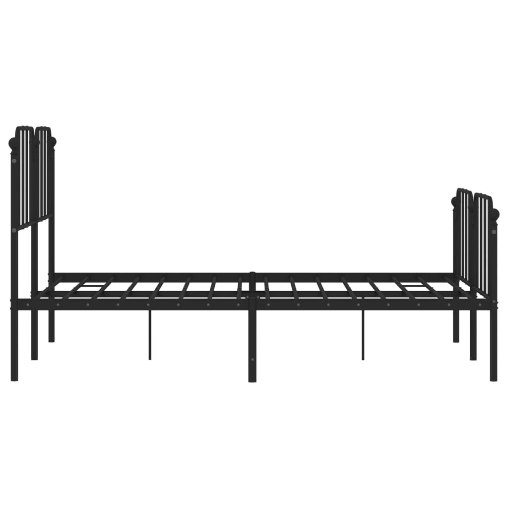 Metal Bed Frame without Mattress with Footboard Black 140x200cm