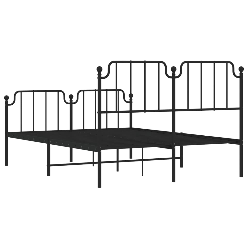Metal Bed Frame without Mattress with Footboard Black 140x200cm