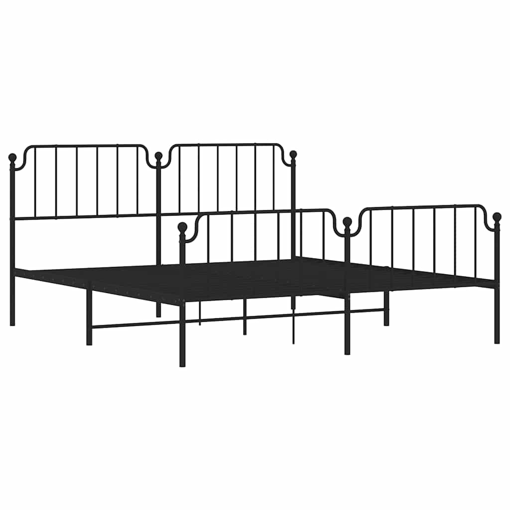 Metal Bed Frame without Mattress with Footboard Black 183x213cm