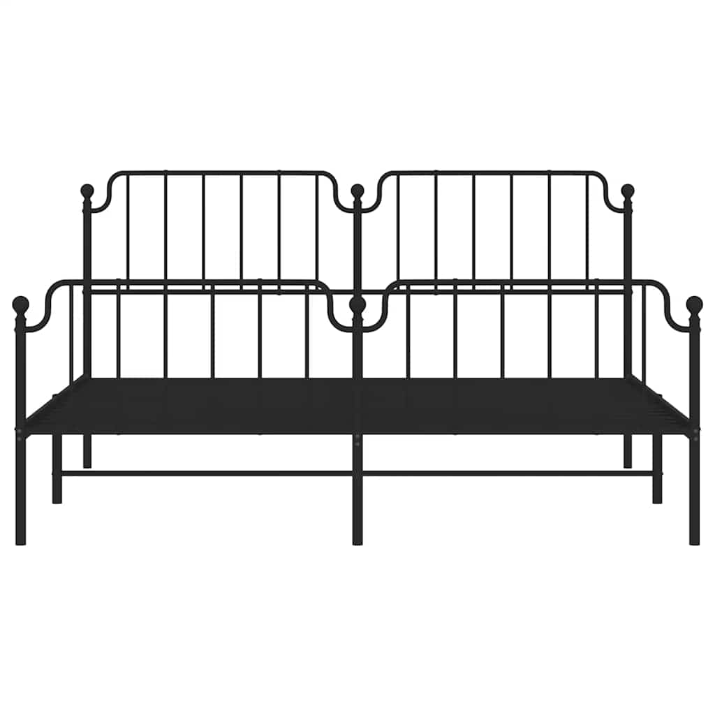 Metal Bed Frame without Mattress with Footboard Black 183x213cm