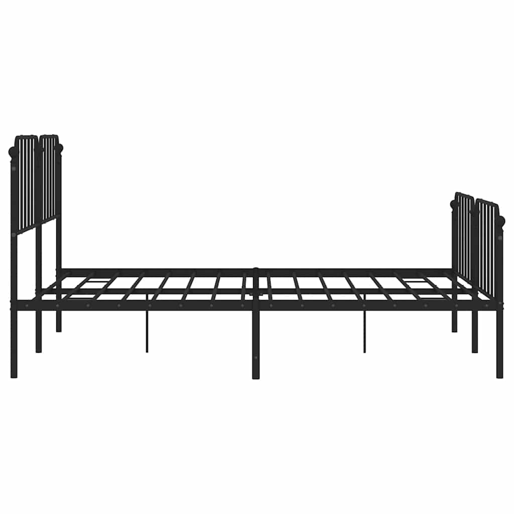 Metal Bed Frame without Mattress with Footboard Black 183x213cm