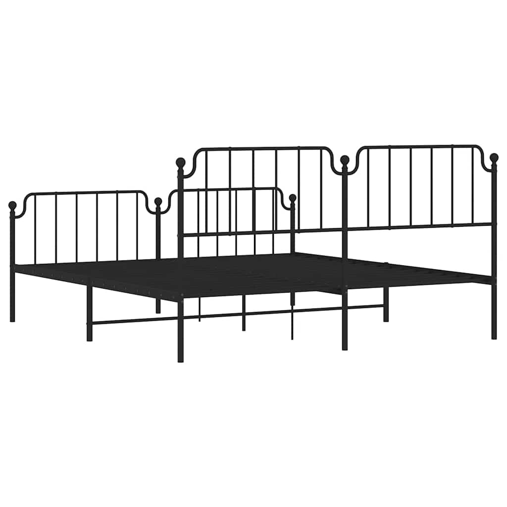 Metal Bed Frame without Mattress with Footboard Black 183x213cm