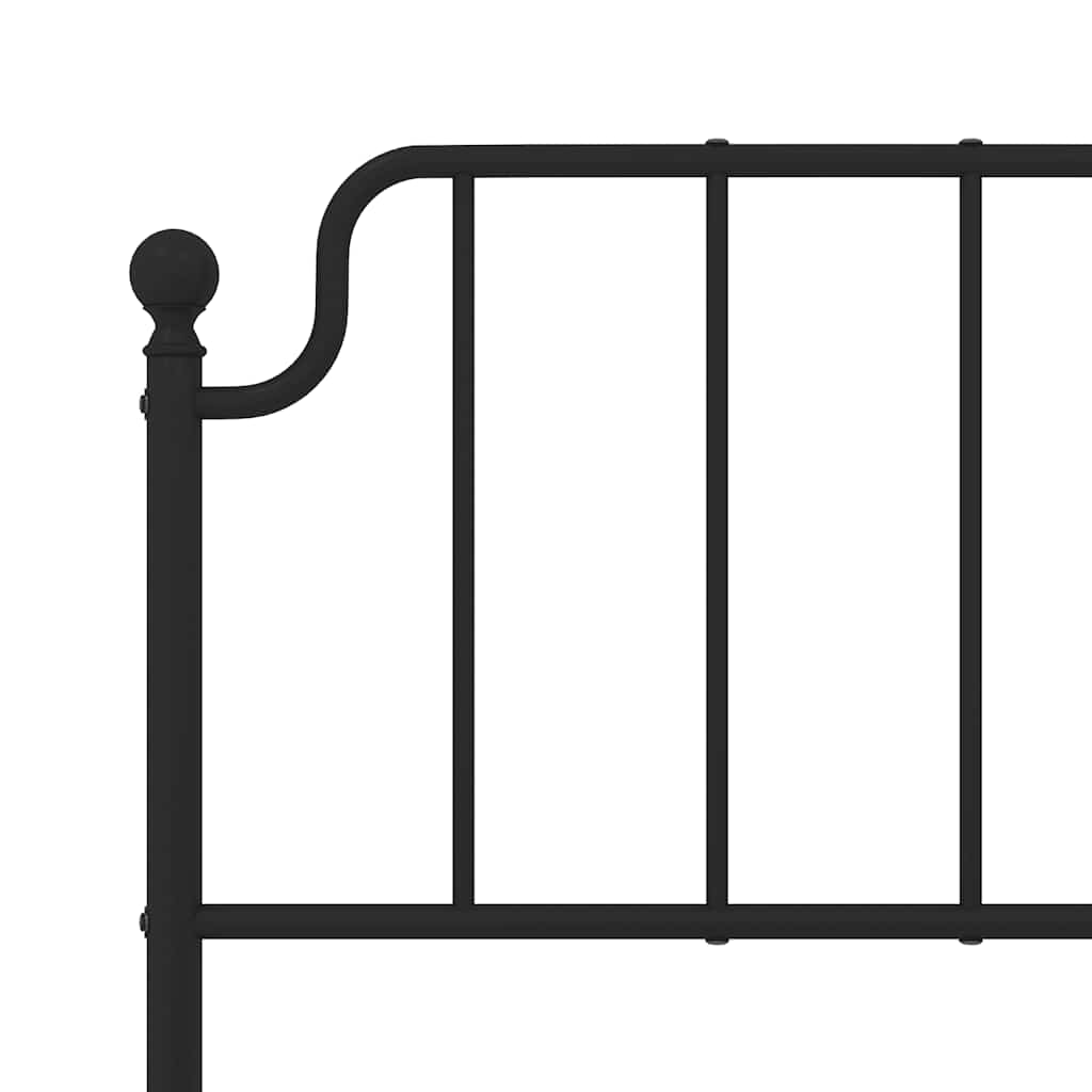 Metal Bed Frame without Mattress with Footboard Black 183x213cm