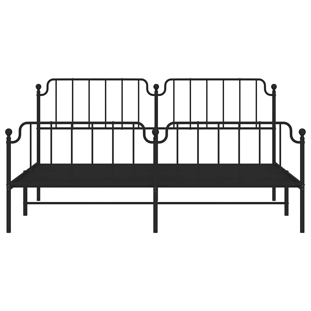 Metal Bed Frame without Mattress with Footboard Black 193x203cm