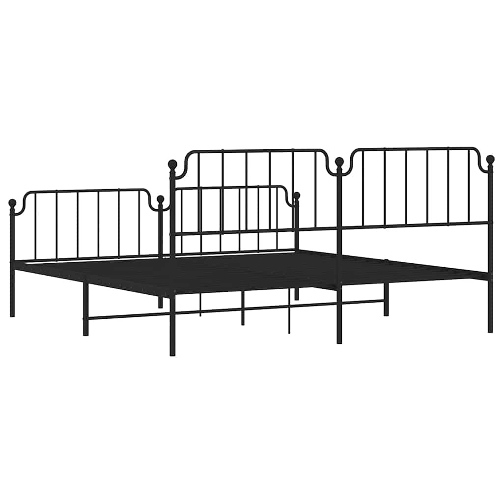 Metal Bed Frame without Mattress with Footboard Black 193x203cm