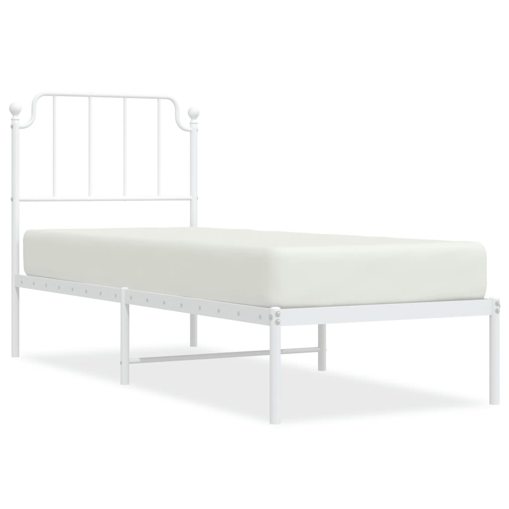 Metal Bed Frame without Mattress with Headboard White 80x200cm