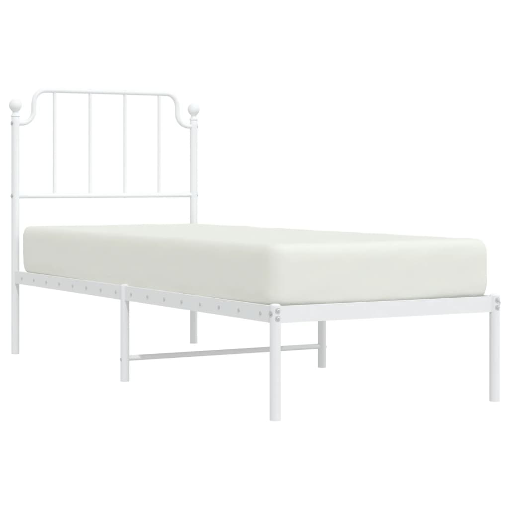 Metal Bed Frame without Mattress with Headboard White 80x200cm