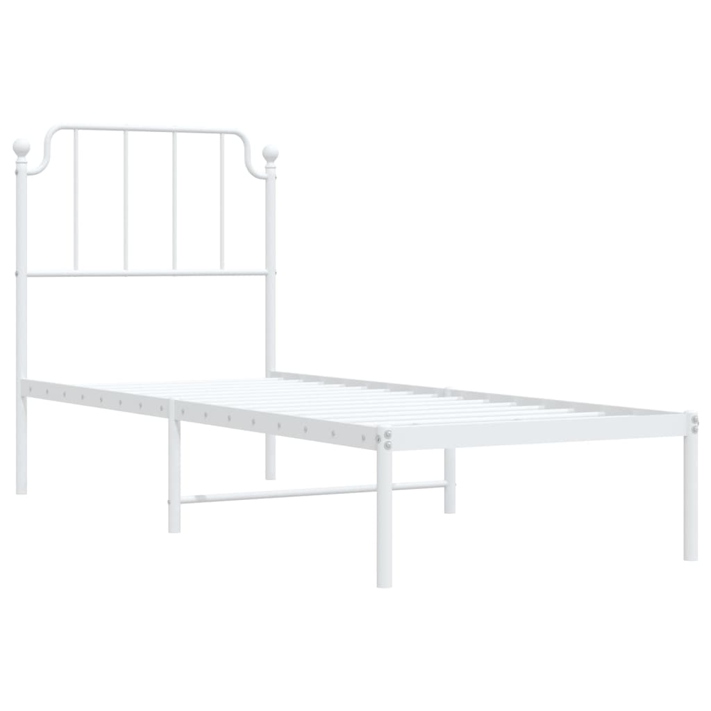 Metal Bed Frame without Mattress with Headboard White 80x200cm