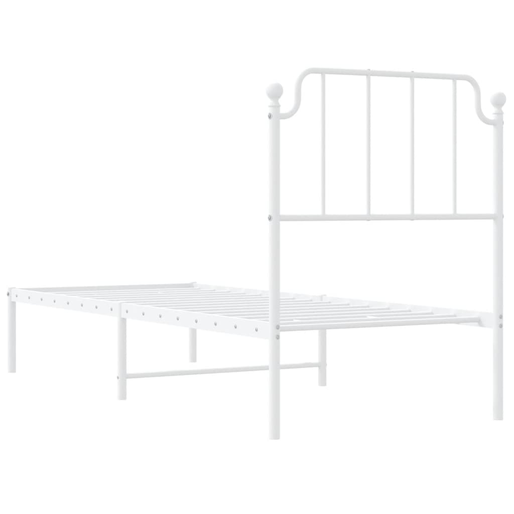 Metal Bed Frame without Mattress with Headboard White 80x200cm