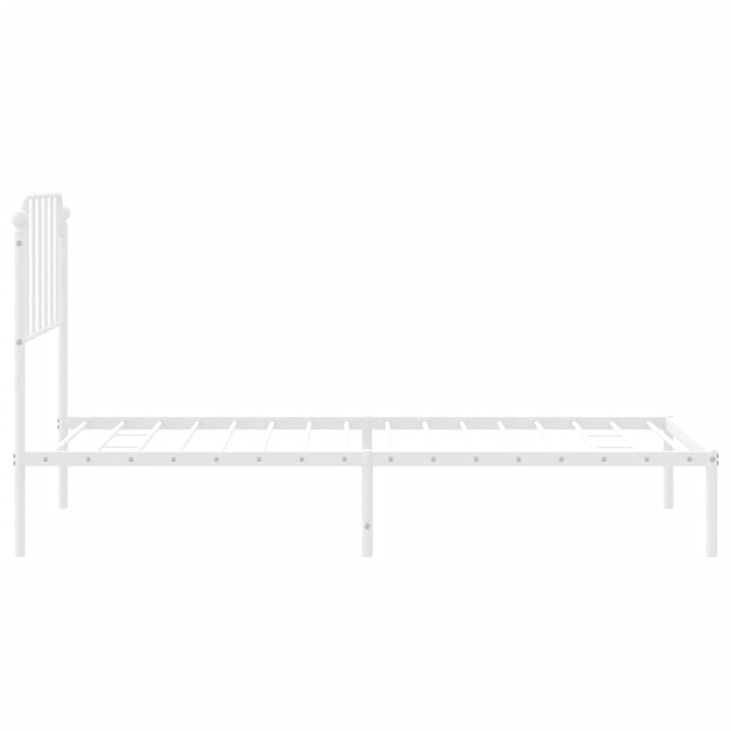 Metal Bed Frame without Mattress with Headboard White 90x190cm