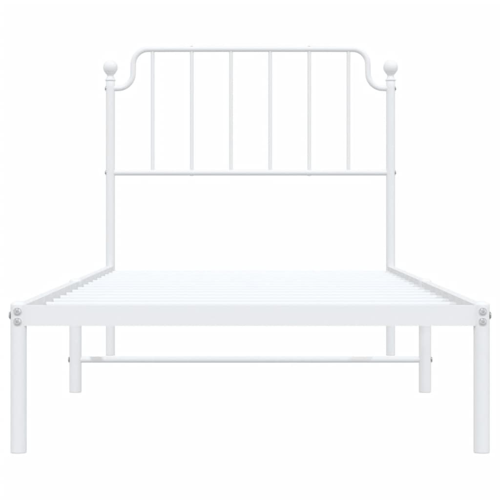 Metal Bed Frame without Mattress with Headboard White 90x200cm