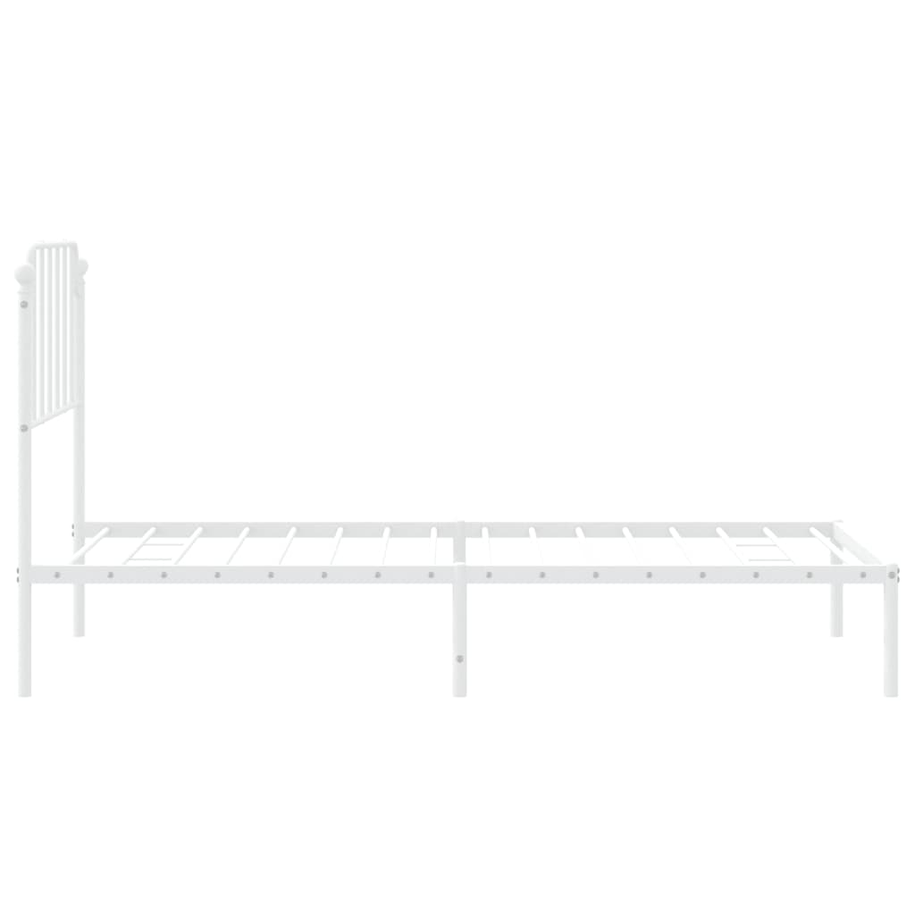 Metal Bed Frame without Mattress with Headboard White 90x200cm