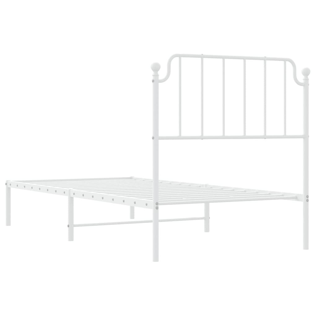 Metal Bed Frame without Mattress with Headboard White 90x200cm
