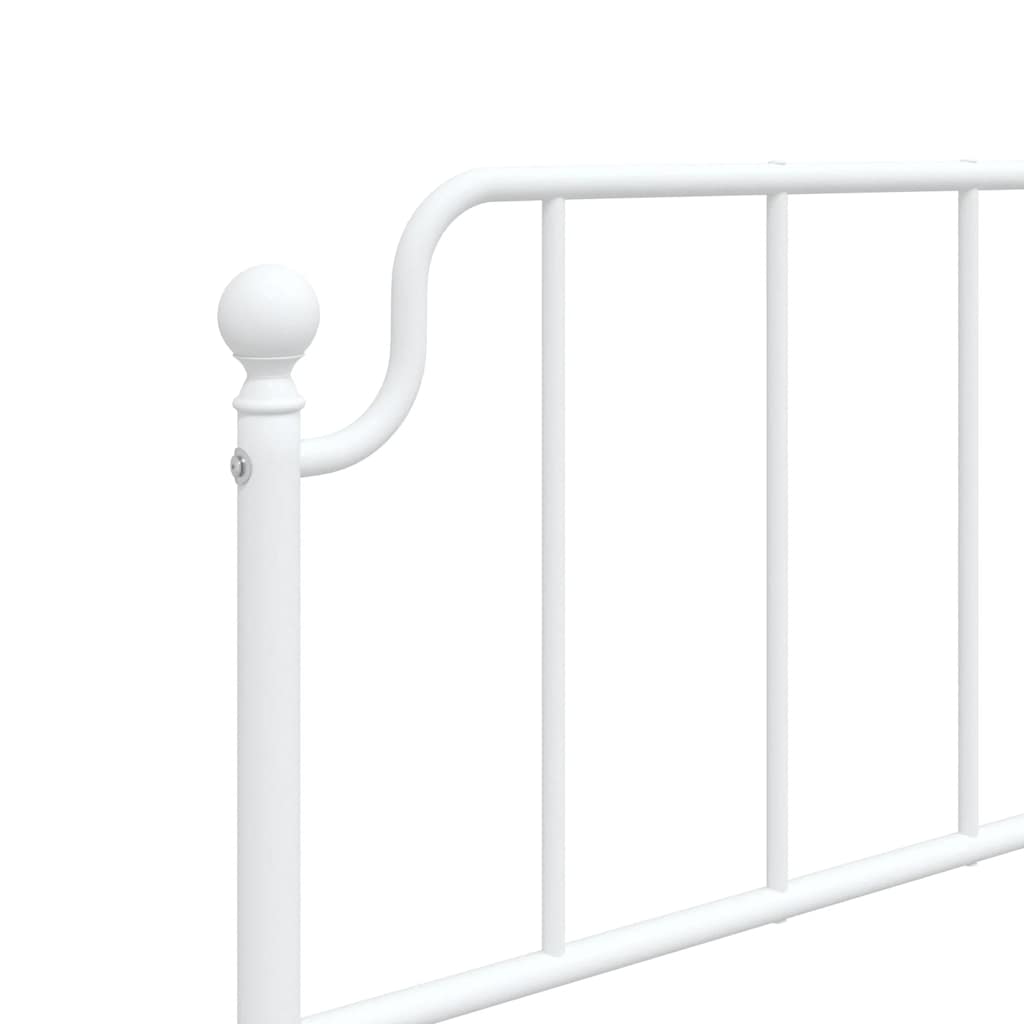 Metal Bed Frame without Mattress with Headboard White 100x190cm
