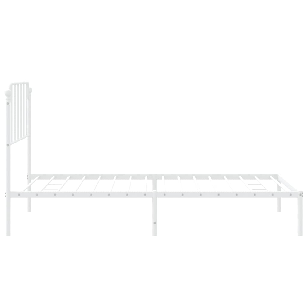 Metal Bed Frame without Mattress with Headboard White 107x203cm