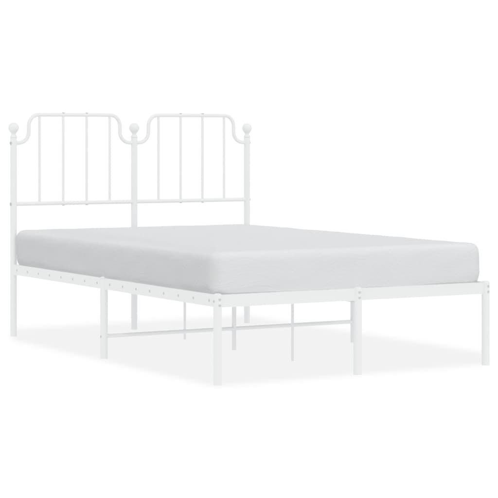 Metal Bed Frame without Mattress with Headboard White 120x190cm