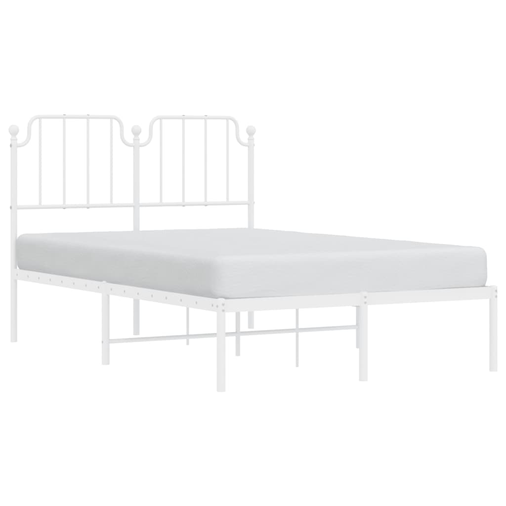 Metal Bed Frame without Mattress with Headboard White 120x190cm
