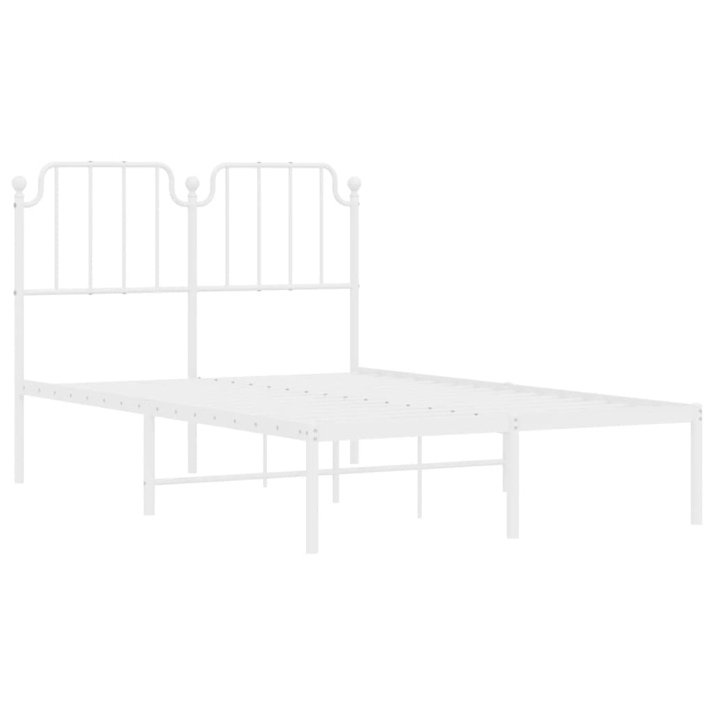 Metal Bed Frame without Mattress with Headboard White 120x190cm