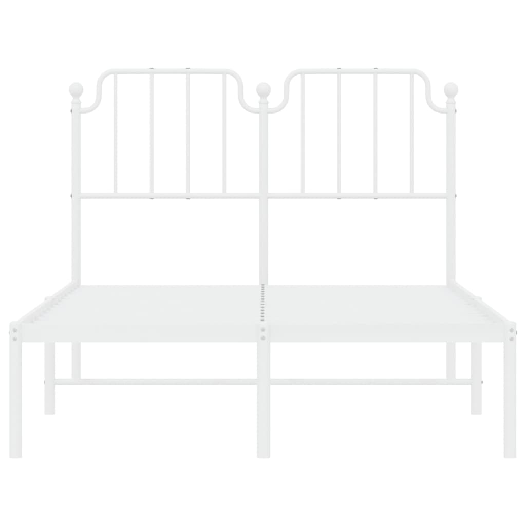 Metal Bed Frame without Mattress with Headboard White 120x190cm