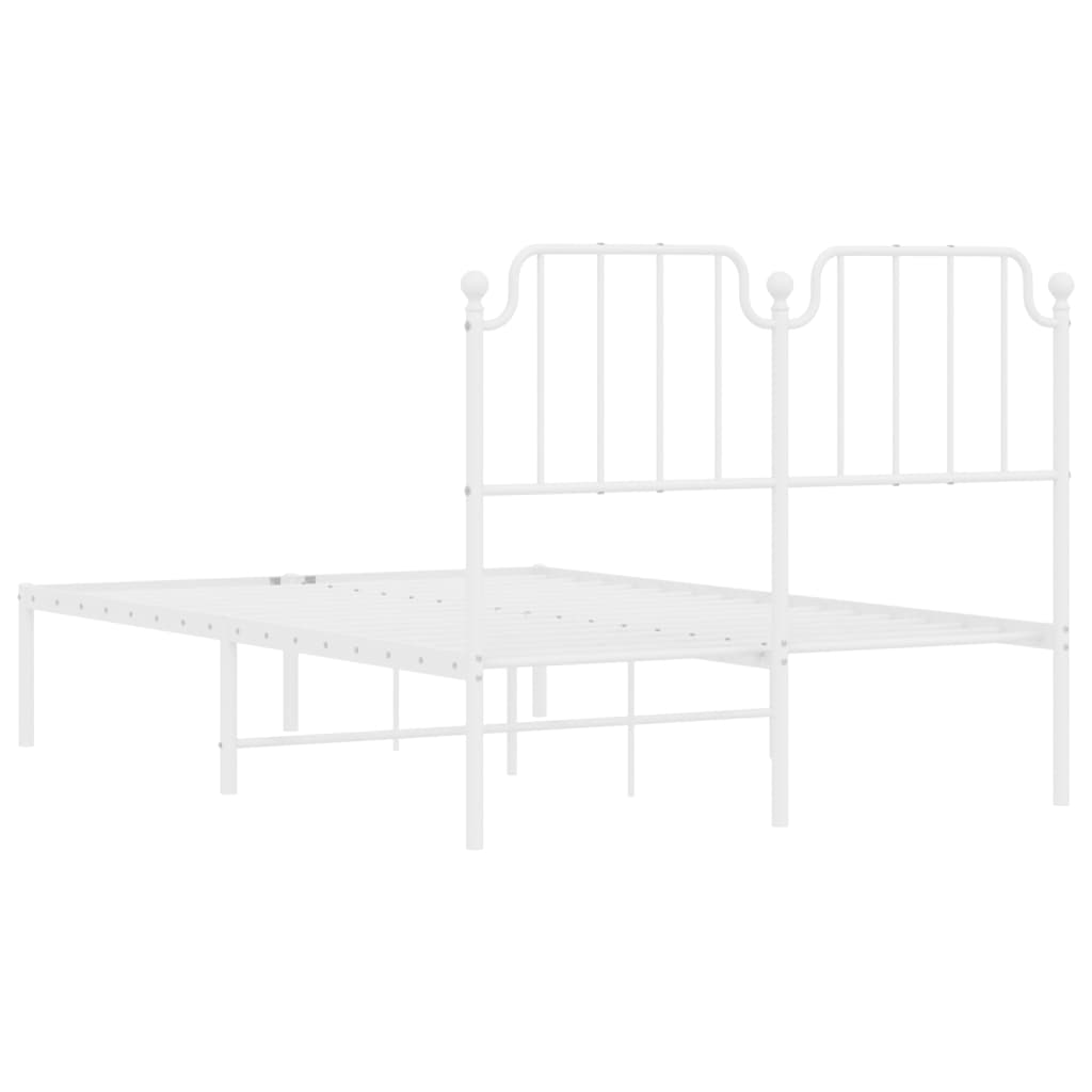 Metal Bed Frame without Mattress with Headboard White 120x190cm